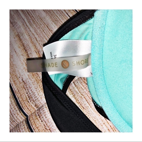 SHADE & SHORE Black and Blue Laser Cut Out Bikini Top Size 34B - Picture 6 of 7